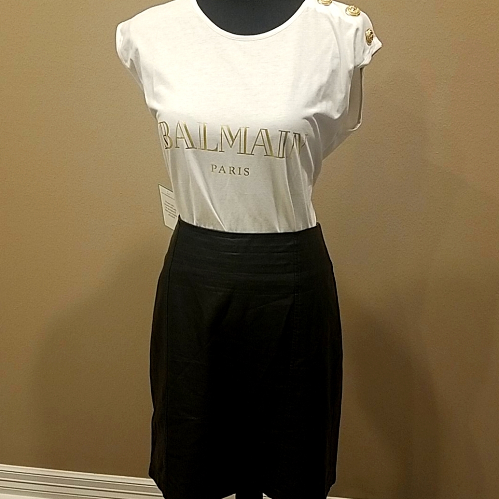 Reitmans Faux Leather A-line Pencil Skirt Black